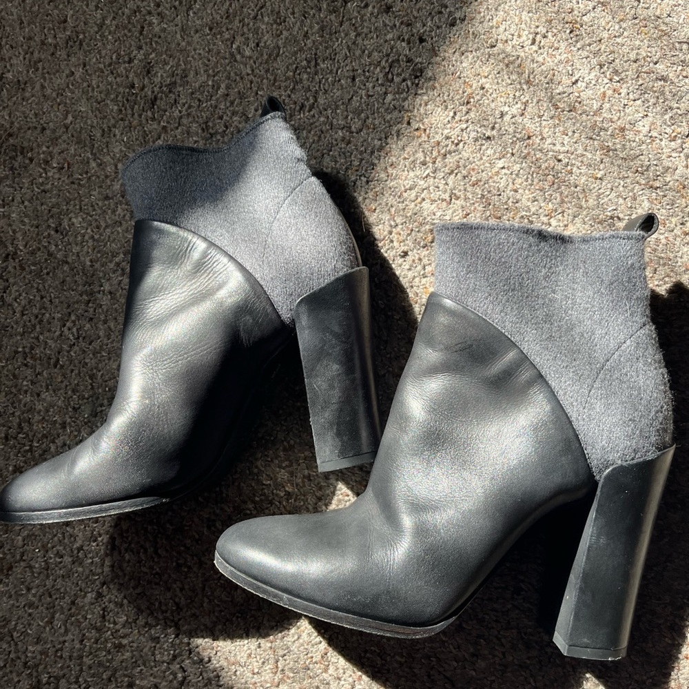 Vince leather and wool booties